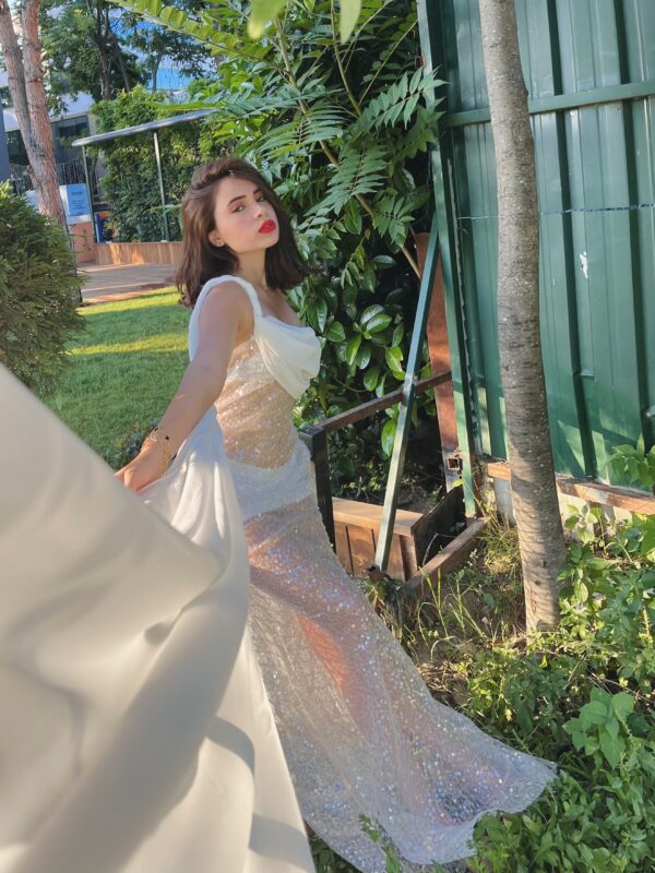 TRO - 1 / White sequins sheer Mermaid dress - Image 6