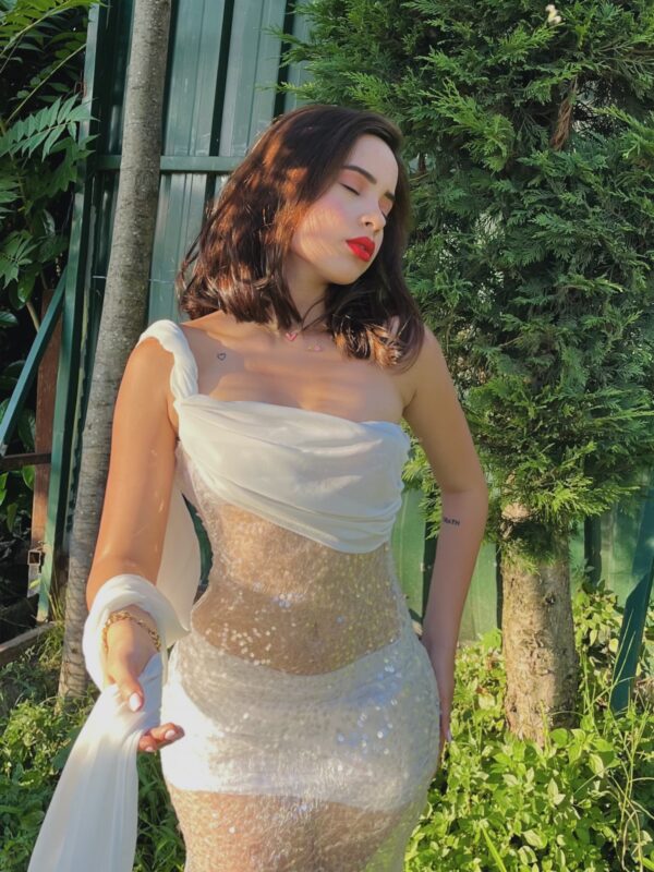 TRO - 1 / White sequins sheer Mermaid dress - Image 4