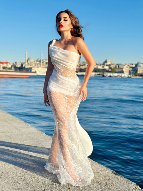 TRO - 1 / White sequins sheer Mermaid dress